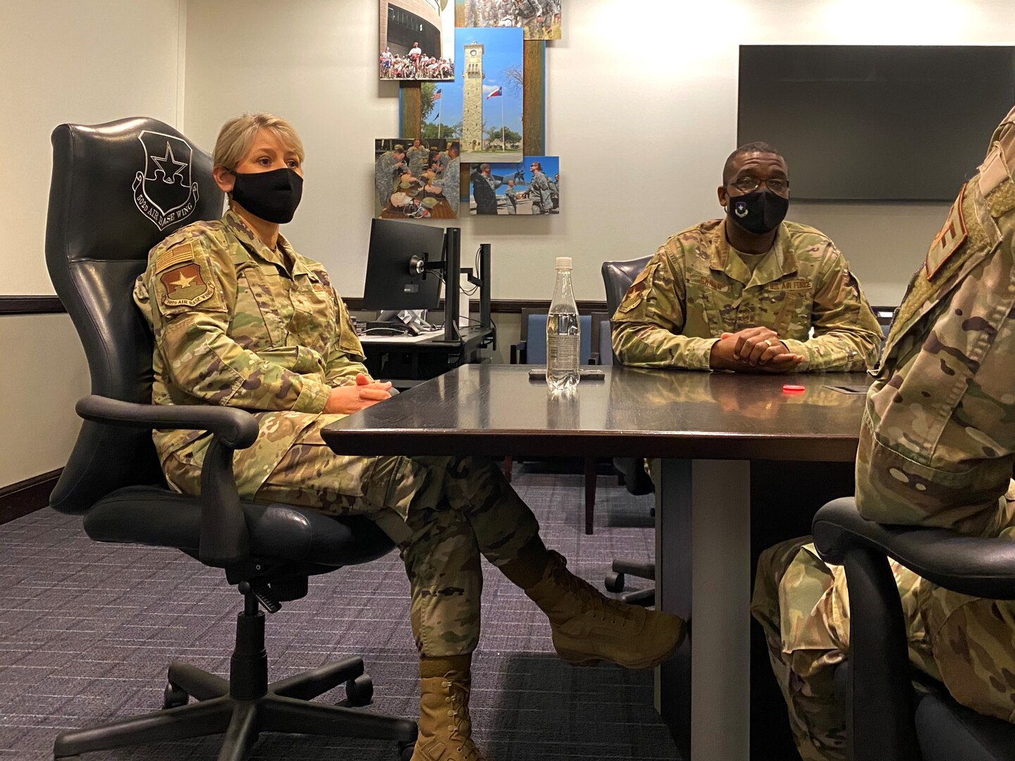 Brig. Gen. Caroline M. Miller, 502d Air Base Wing and Joint Base San Antonio commander, and Command Chief Master Sgt. Wendell Snider discuss Black History Month and the culture at JBSA during their Tough Conversation discussion Feb. 23 at JBSA-Fort Sam Houston.