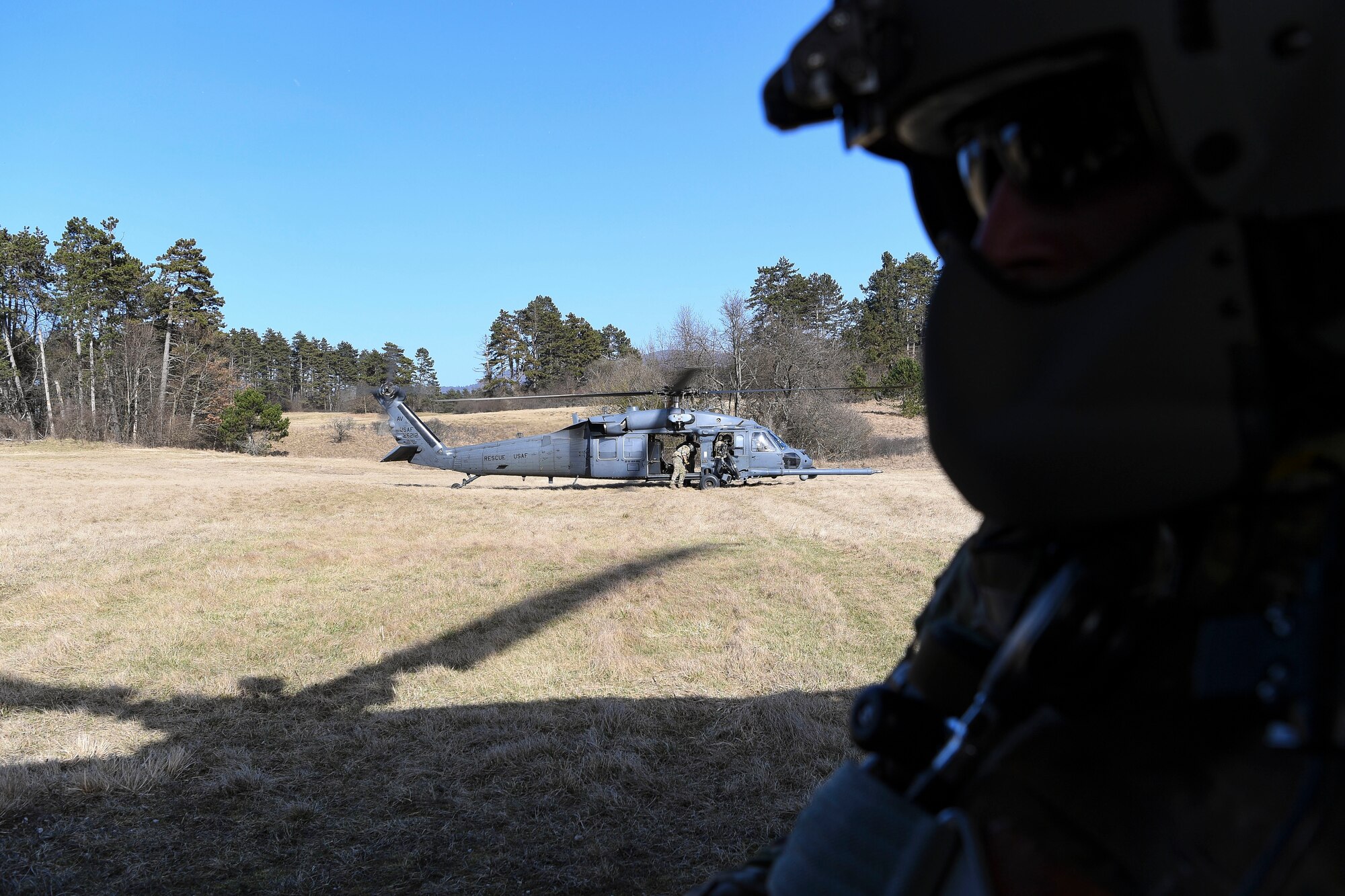 Leadership from the 31st FW conducted GAU-2 gunnery training and close air support with the 56th Rescue Squadron to execute HH-60G weapons employment in a joint and international environment.