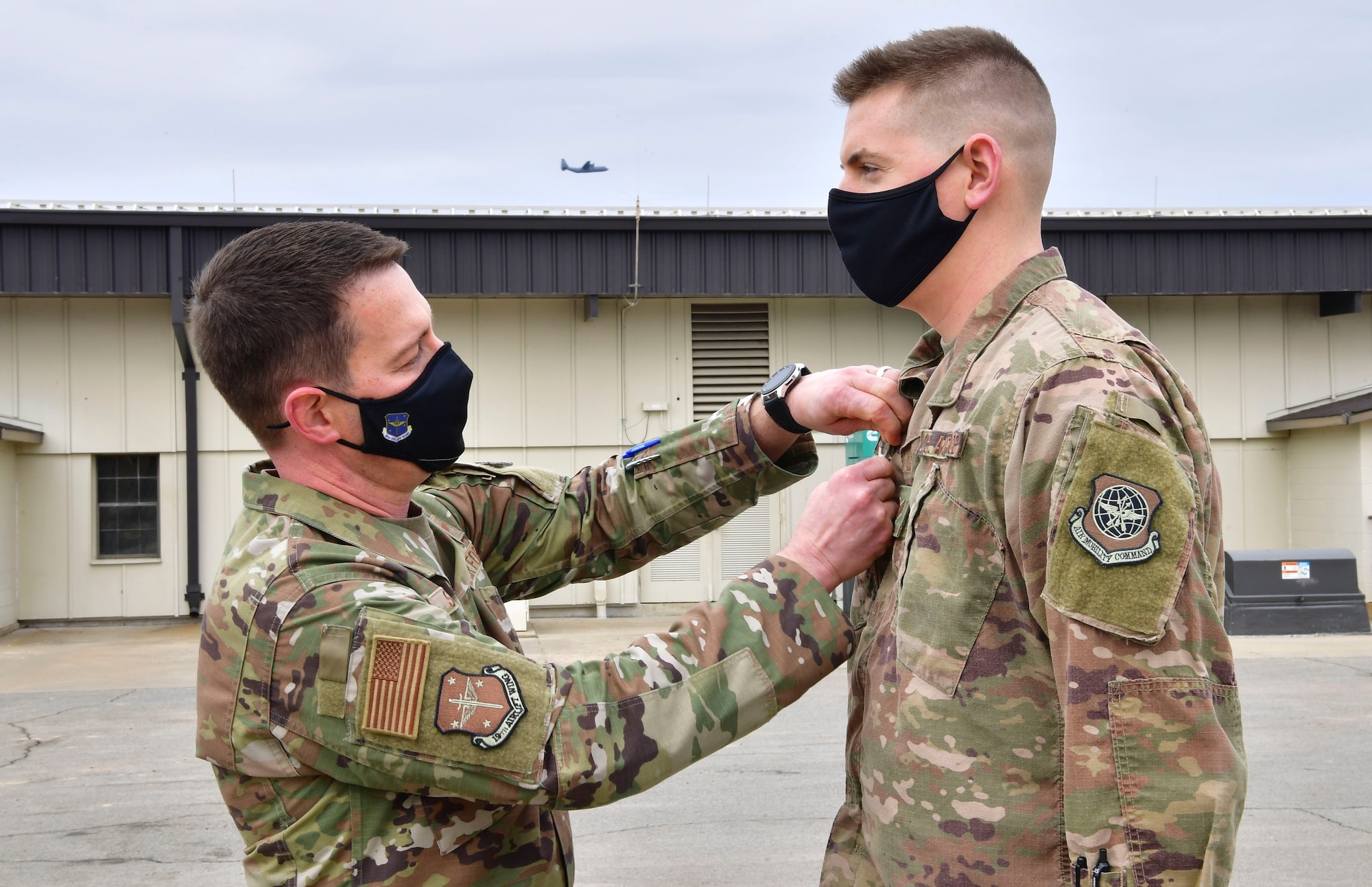 An Airman receives a medal