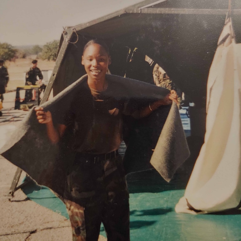 A solder poses for a photo.