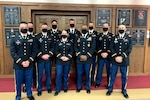 2nd Lt. Bennie Brown, fourth from right, stands with fellow engineer officer school graduates Oct. 23, 2020. Brown is the oldest African American officer and one of the oldest officers ever to graduate the engineer officer course at Fort Leonard Wood, Missouri.