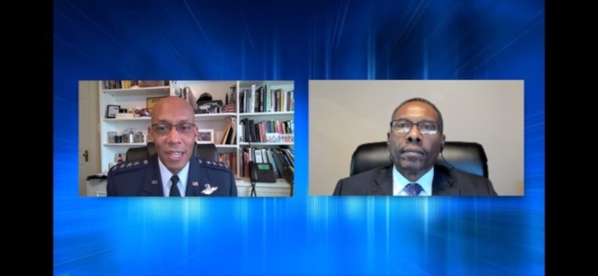 Two men talking via video chat