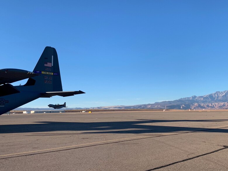 An aircraft takes off