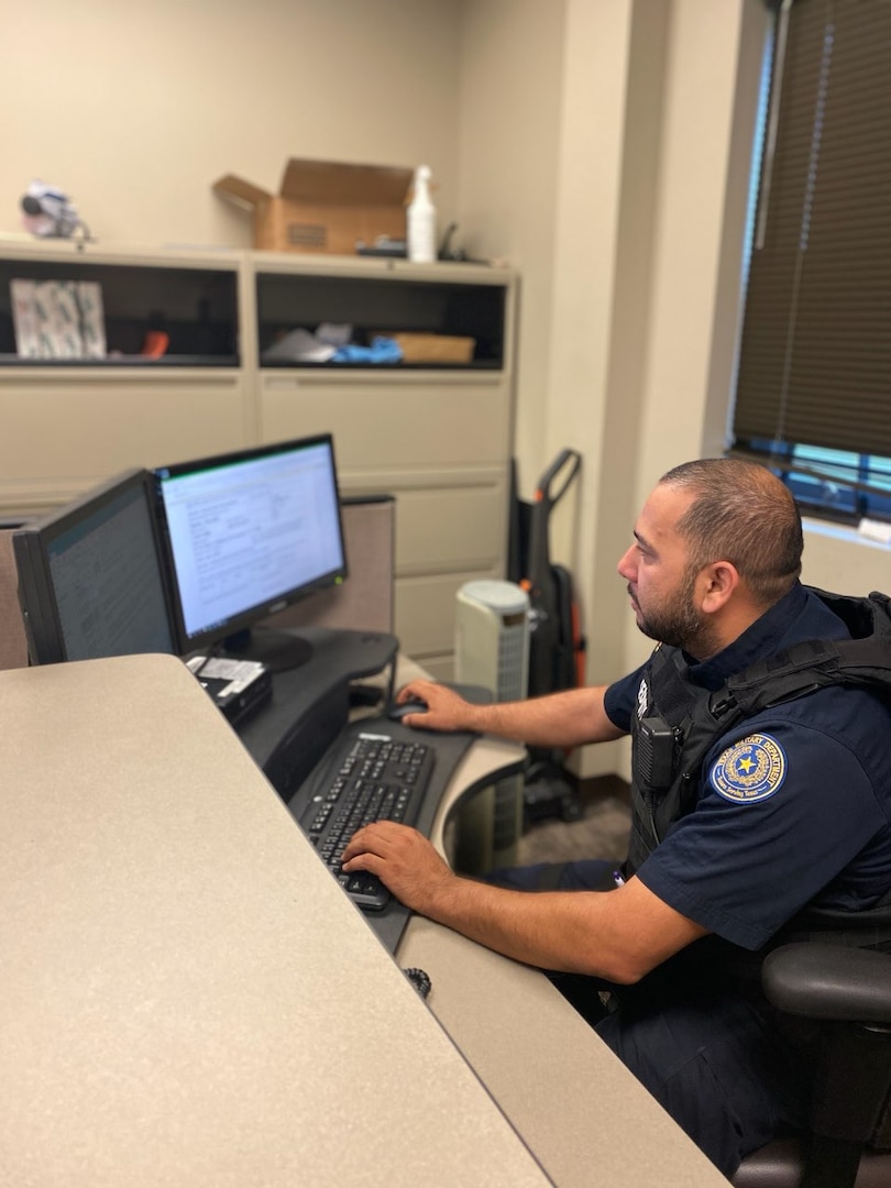 Security Forces Personnel with the 147th Attack Wing and Texas Military Department test the Defense Biometric Identification System Visitor Enrollment System at Ellington Field Joint Reserve Base in Houston, Texas. The Air Force Security Forces Center worked with Security Forces there to test DVES, a virtual process which streamlines visitor pass requests and reduces foot traffic at visitor control centers across the force. (U.S. Air Force courtesy photo).