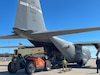 Airmen from the Kentucky Air National Guard deliver relief supplies to Abilene, Texas Feb. 23, 2021,  following a winter storm that left millions without electricity or potable water for days. The supplies, flown aboard a C-130 Hercules aircraft from the Louisville, Kentucky-based 123rd Airlift Wing, include food and bottled water. (U.S. Air National Guard photo)