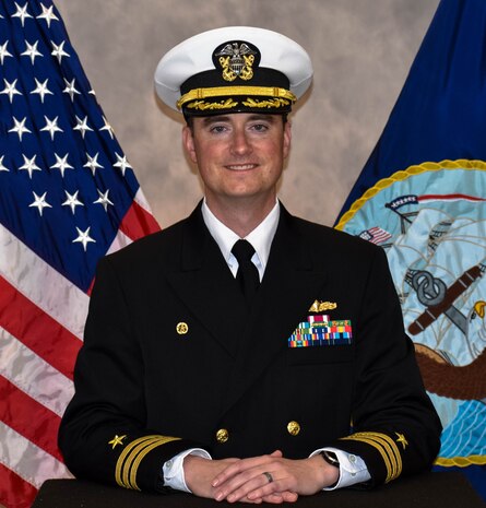 Studio portrait of Cmdr. Kevin Hagan