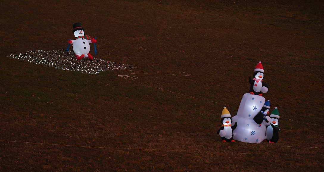 Many lighting displays were set up along Candy Cane Lane, better known as Westover Road, for the Children's Candy Cane Caravan at Arnold Air Force Base, Tenn., Dec. 12, 2020. (U.S. Air Force photo by Jill Pickett)