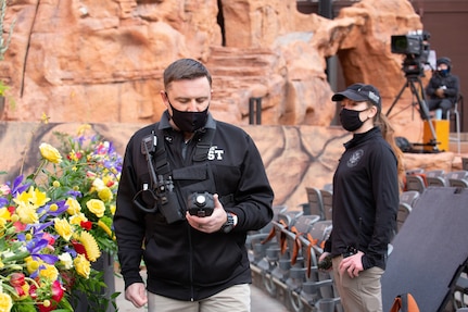 Members of Utah National Guard 85th Weapons of Mass Destruction0—Civil Support Team monitor the area around the Tuacahn Center for the Arts Amphitheatre just prior to the governor’s inauguration ceremony in Ivins, Utah Jan. 4, 2021.