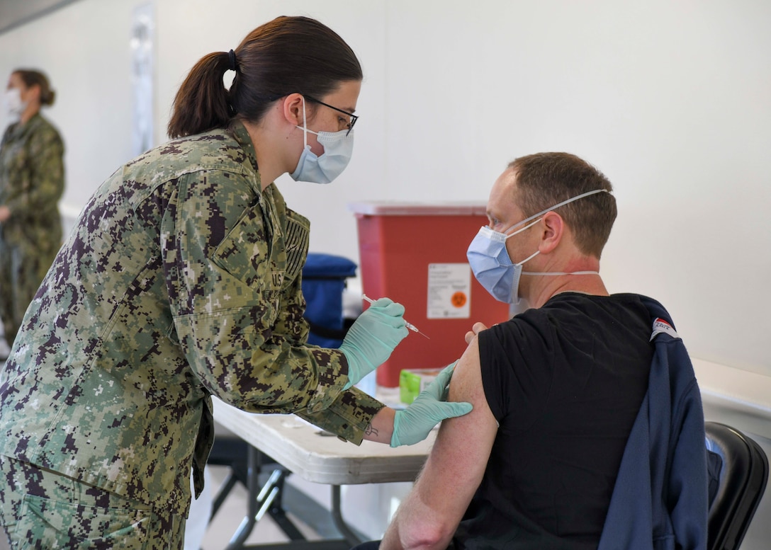 Naval Medical Center Camp Lejeune on December 28, 2020 administered the first doses of the Pfizer/BioNTech COVID-19 vaccine. Per the Department of Defense’s strategic plan for distribution and administration of the vaccine, initial recipients of the vaccine were given to frontline health care providers and personnel as identified by the facility. Vaccines will also be given to frontline health care workers and first responders with Marine Corps Installations East to include MCAS New River, II MEF, and MARSOC.