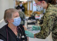 Naval Medical Center Camp Lejeune on December 28, 2020 administered the first doses of the Pfizer/BioNTech COVID-19 vaccine. Per the Department of Defense’s strategic plan for distribution and administration of the vaccine, initial recipients of the vaccine were given to frontline health care providers and personnel with the Emergency Department/Trauma Department, Intensive Care Unit and other frontline workers as identified by the facility. Vaccines will also be given to frontline health care workers and first responders attached to Marine Corps Installations East to include MCAS New River, II MEF, and MARSOC.