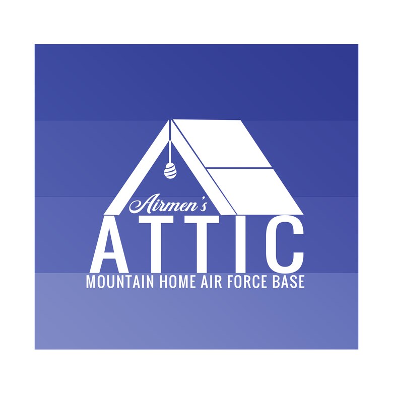 A stylized attic roof accompanied by text and contrasting color. This logo was created in Adobe Illustrator and Photoshop for Mountain Home Air Force Base's Airman's Attic. (U.S. Air Force Graphic by Airman 1st Class Gary Hilton)