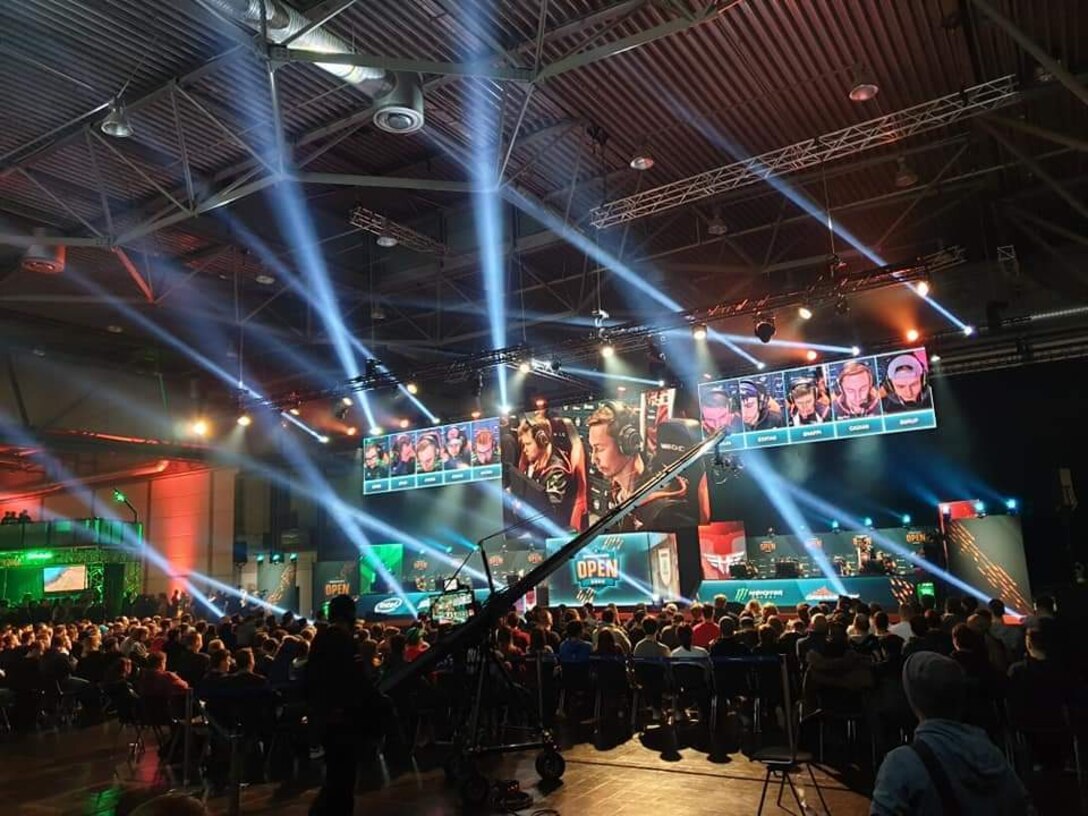 A group of approximately 20,000 gamers participate in an eSports tournament at Leipzig, Germany, January 2020.