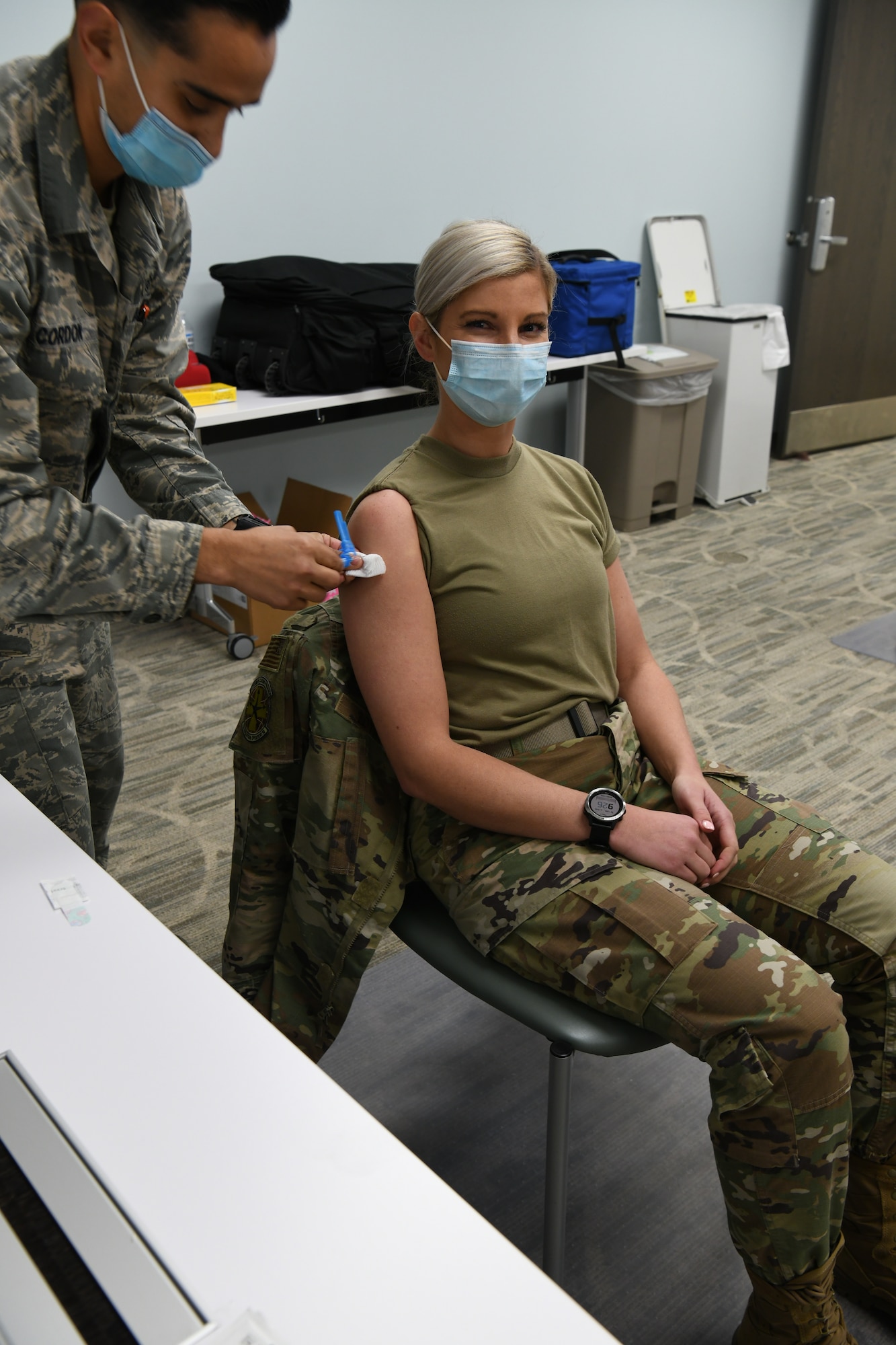 Woman getting vaccination