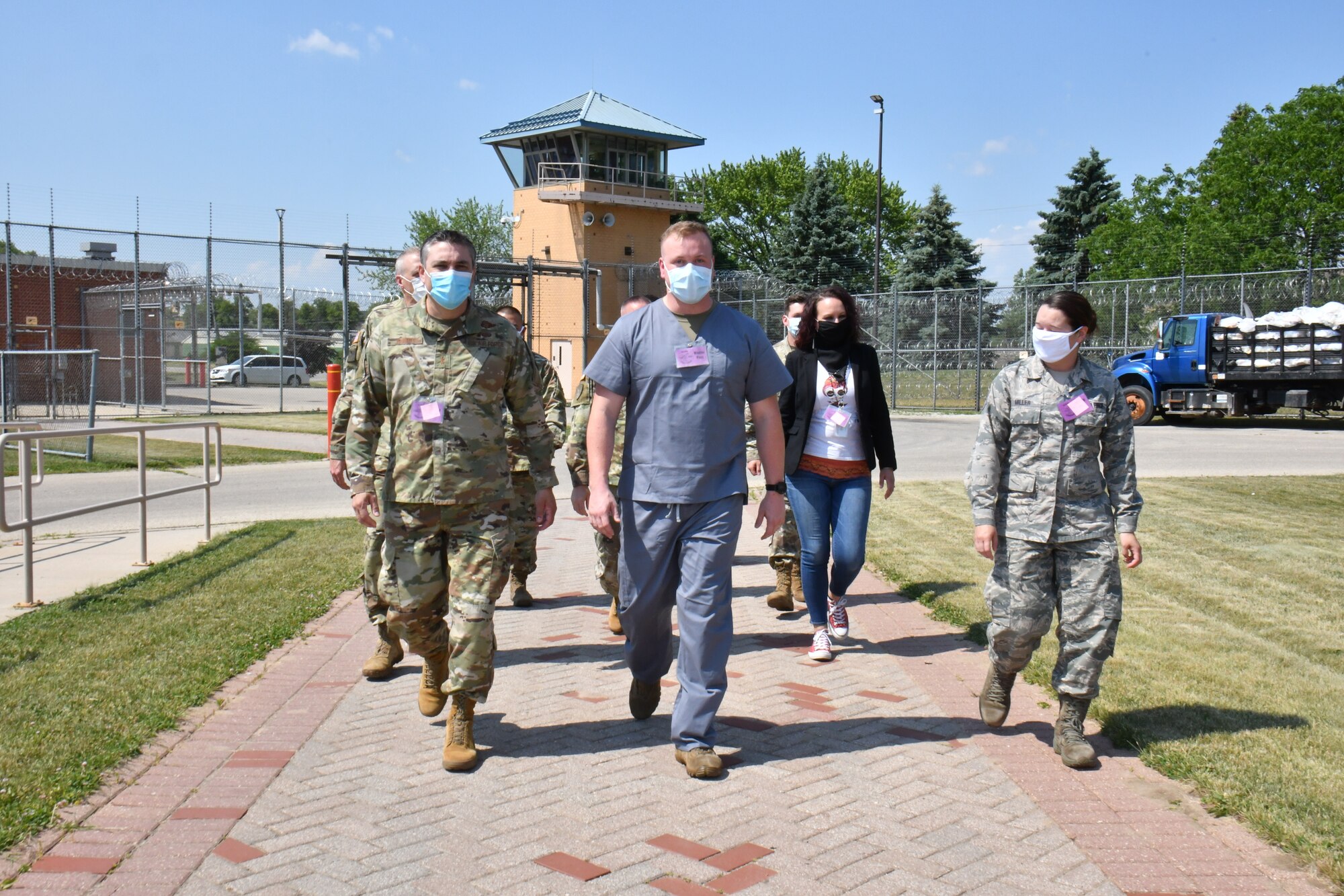 Wisconsin's Adjutant General Maj. Gen. Paul Knapp visited Soldiers and Airmen assigned to specimen collection sites in Racine County June 19, 2020. Specimen collection is one of numerous missions the Wisconsin National Guard has taken on to support the state's effort to mitigate spread of the COVID-19 virus. (U.S. Air National Guard photo by Master Sgt. Paul Gorman)