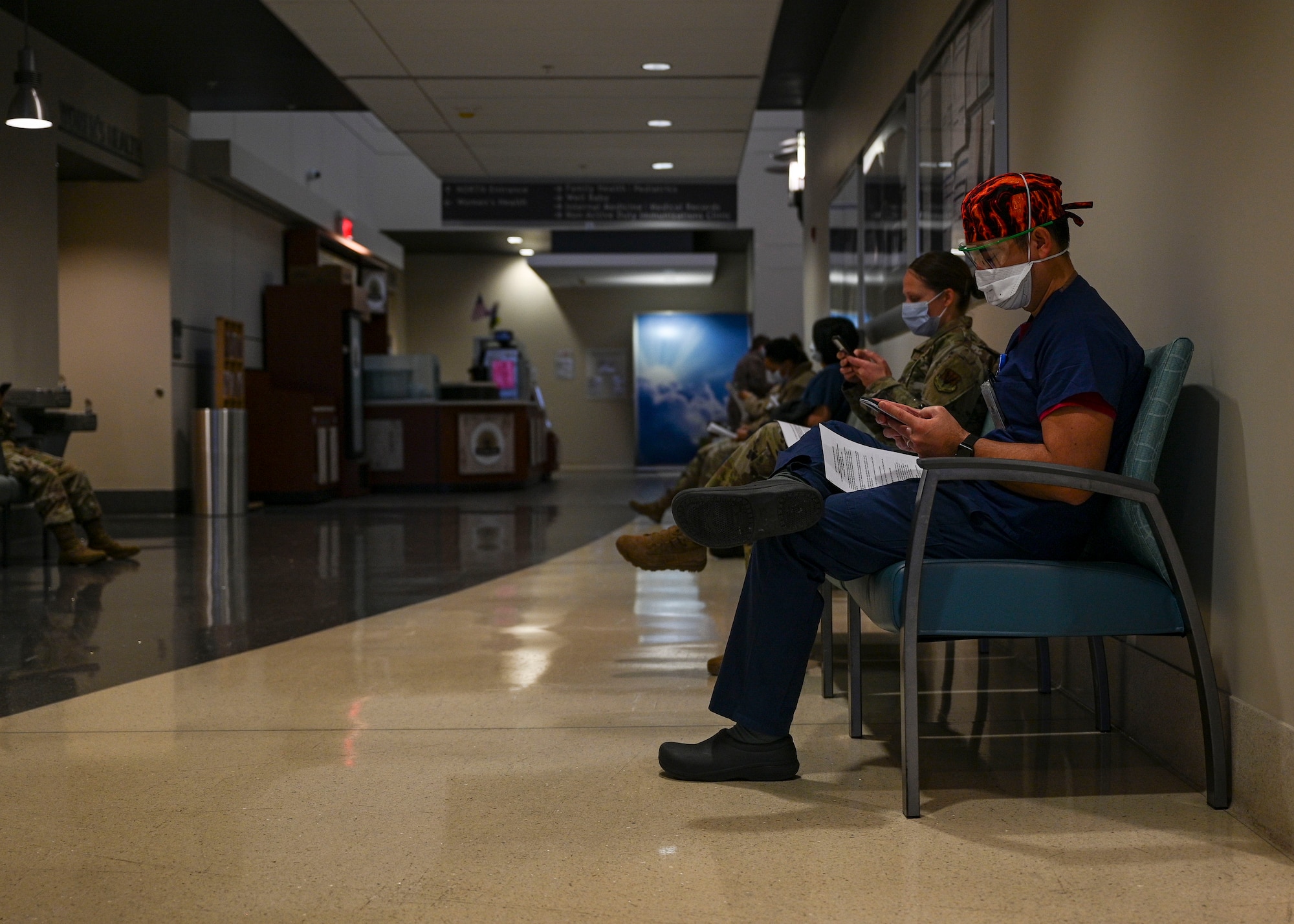 Healthcare workers waiting for COVID-19 vaccine