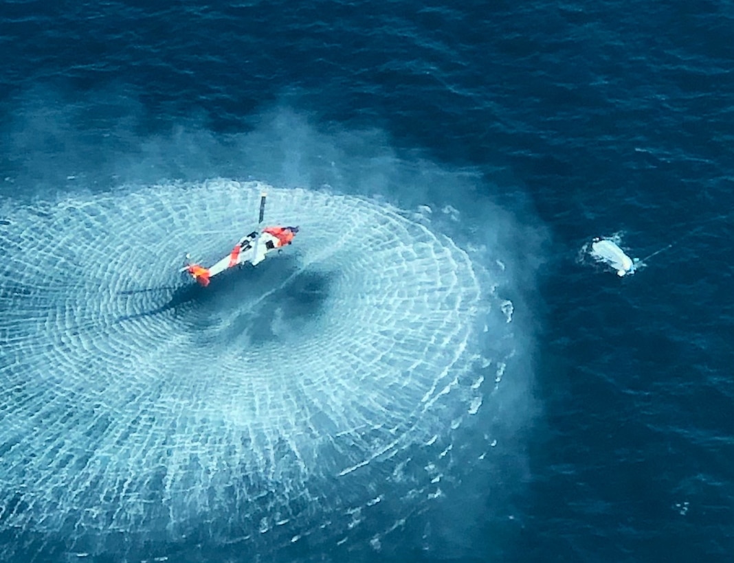 MH-60 crew rescues two after boat sinks near Bradenton, Florida