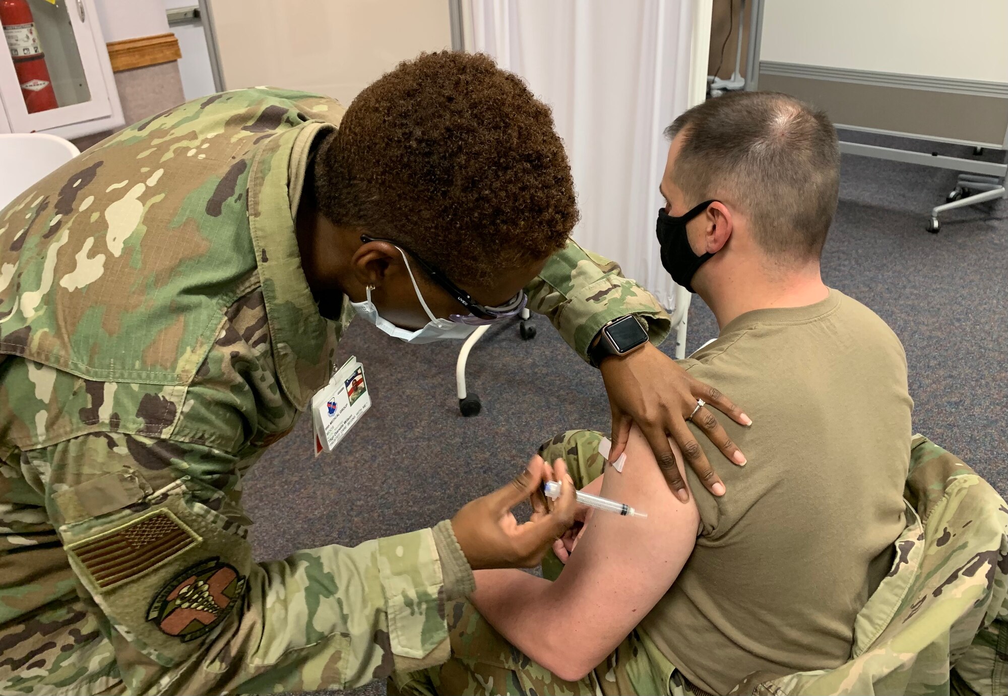 Col. Michael Cabral, 926th Wing vice commander, received his COVID-19 vaccine during the Unit Training Assembly, Jan. 9, at Nellis Air Force Base, Nevada. (U.S. Air Force Photo by Staff Sgt. Lorna Booze)