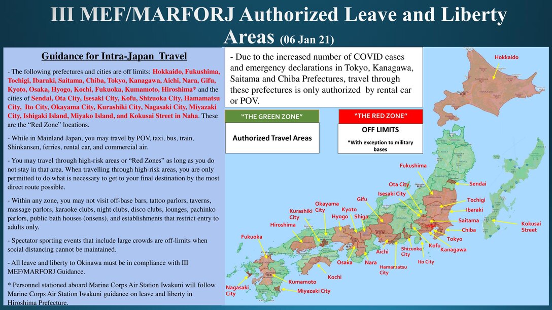 III MEF/MARFORJ Authorized Leave and Liberty Areas (06 Jan 21)