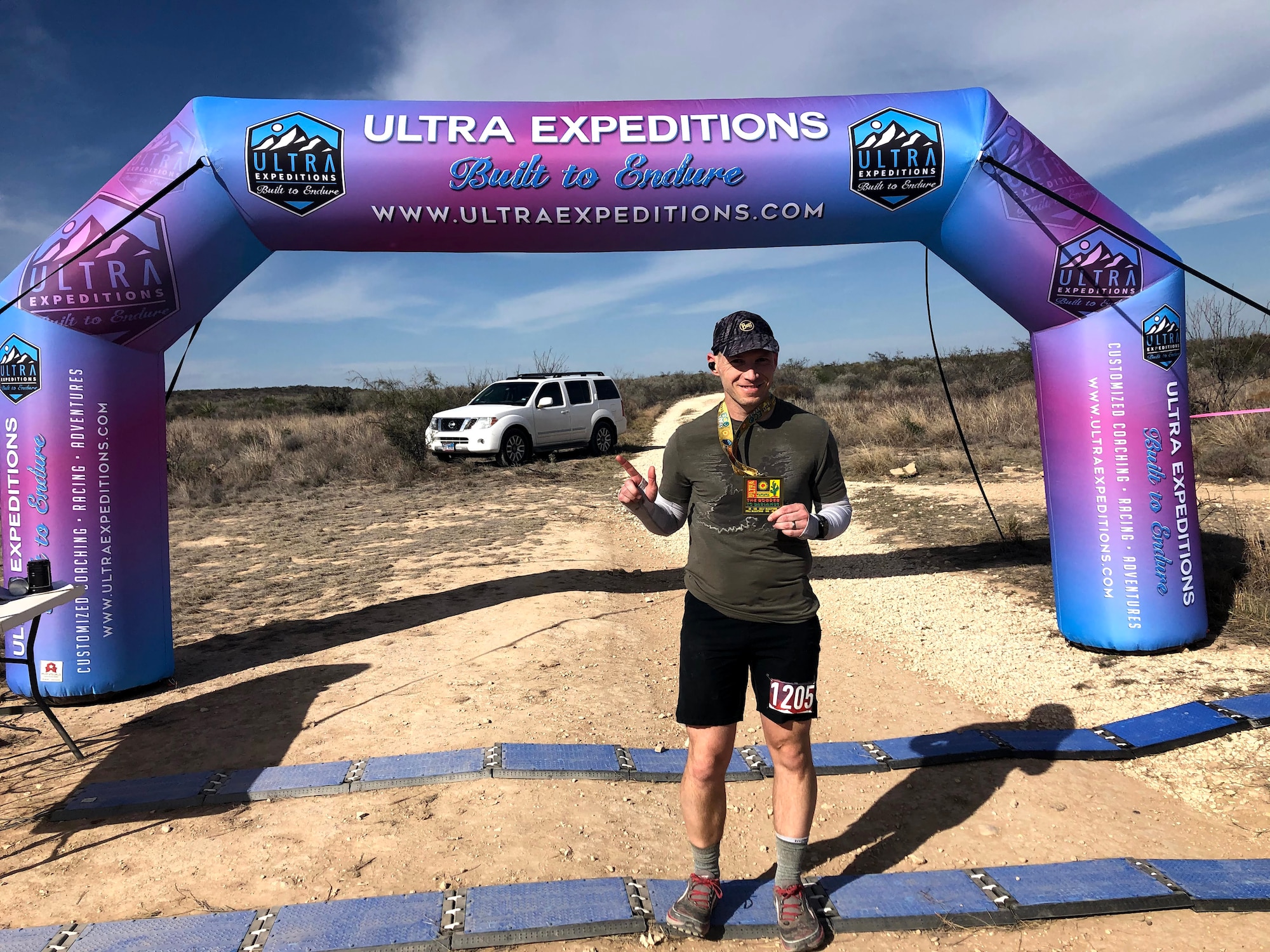 Lt. Col. Jeff Klein finishes a races in Seminole Canyon State Park, Texas.