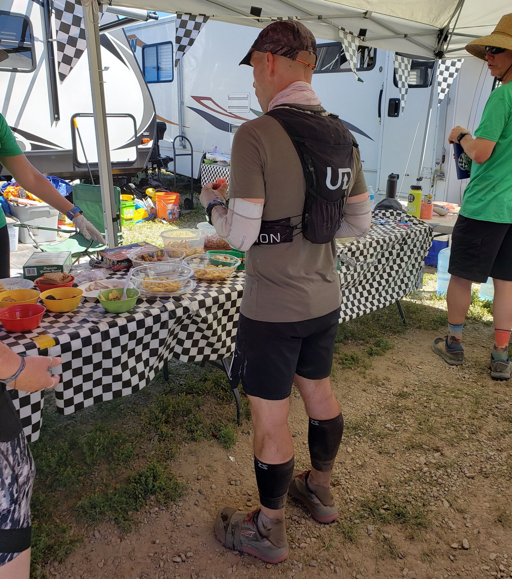 Lt. Col. Jeff Klein takes a break at an aid station