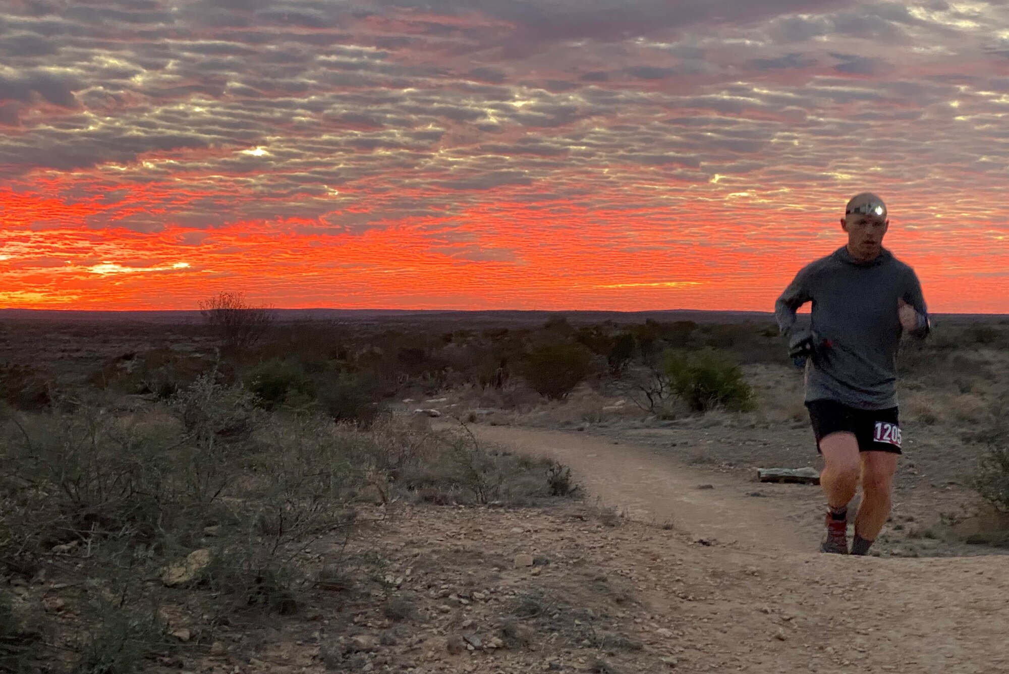 Lt.  Col. Jeff Klein runs through the Chihuahuan Desert.