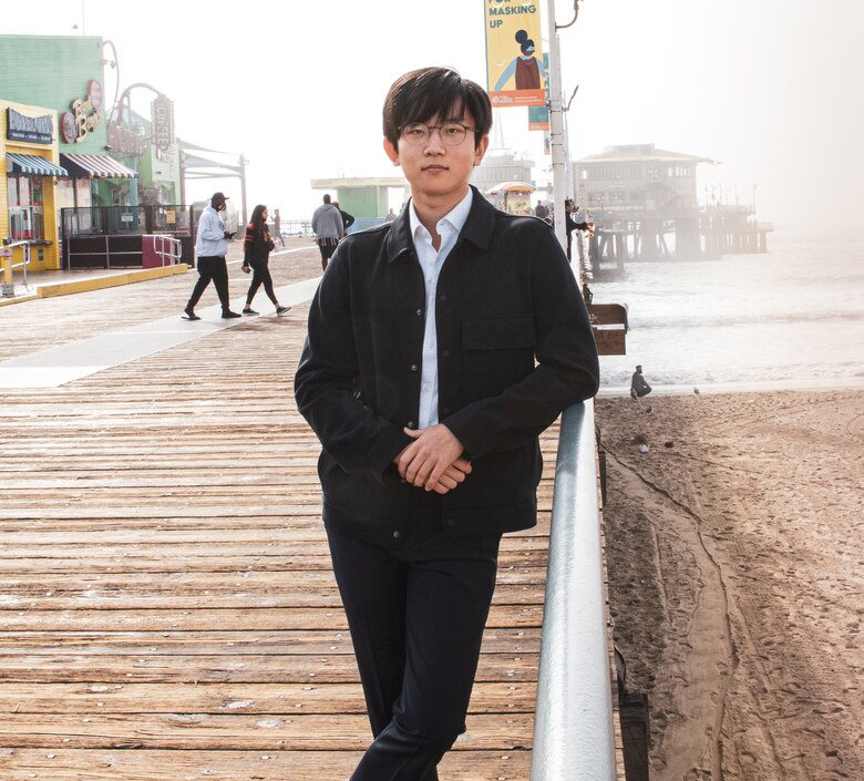 Jung Hyun Ahn, a poolee with Recruiting Sub-Station Culver City, Recruiting Station Orange County, poses for a photo at the Santa Monica Pier, California on Jan. 6, 2020. Ahn was hand selected as Recruiting Station Orange County’s poolee of the quarter because although he is not a Marine yet, he embodies our Corps values; honor, courage, commitment. (U.S. Marine Corps photo by Sgt. Sarah Ralph)