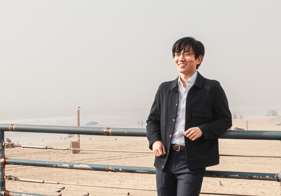 Jung Hyun Ahn, a poolee with Recruiting Sub-Station Culver City, Recruiting Station Orange County, poses for a photo at the Santa Monica Pier, California on Jan. 6, 2020. Ahn was hand selected as Recruiting Station Orange County’s Poolee of the Quarter because although he is not a Marine yet, he embodies the Corps of values; honor, courage, commitment. (U.S. Marine Corps photo by Sgt. Sarah Ralph)