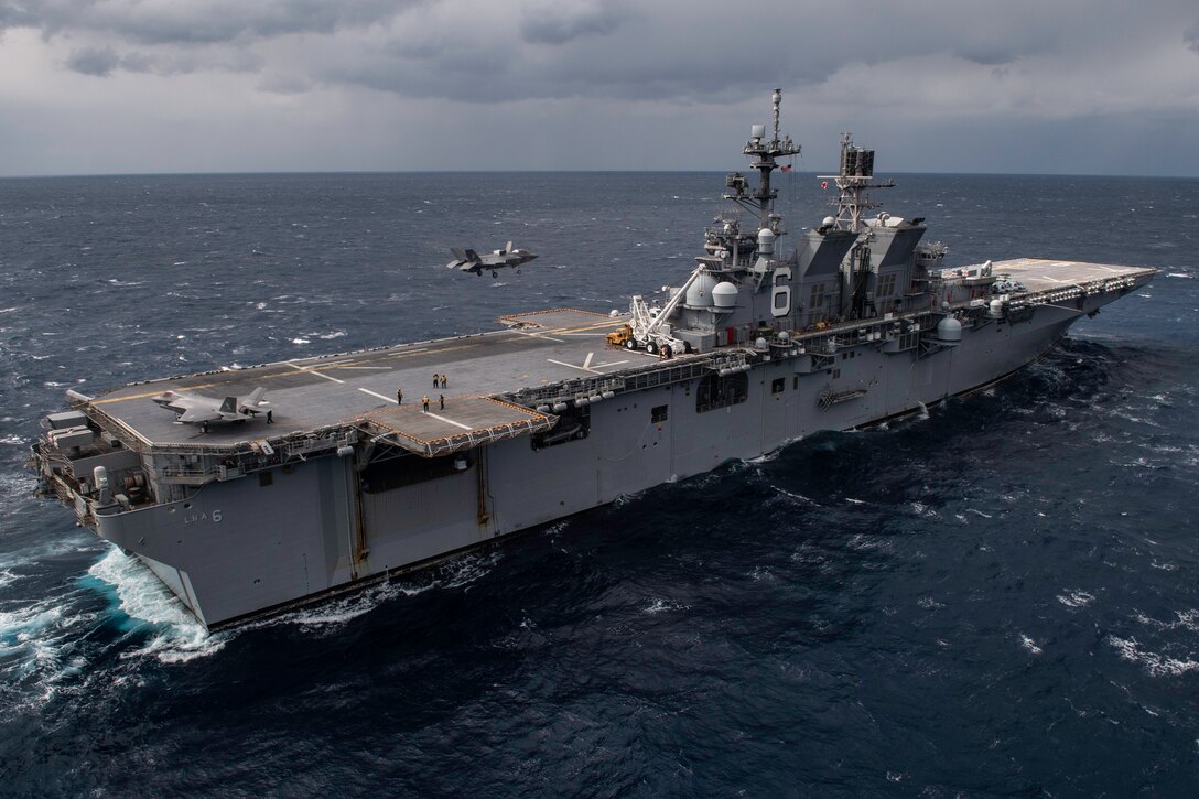 USS America (LHA 6) transits the Philippine Sea.