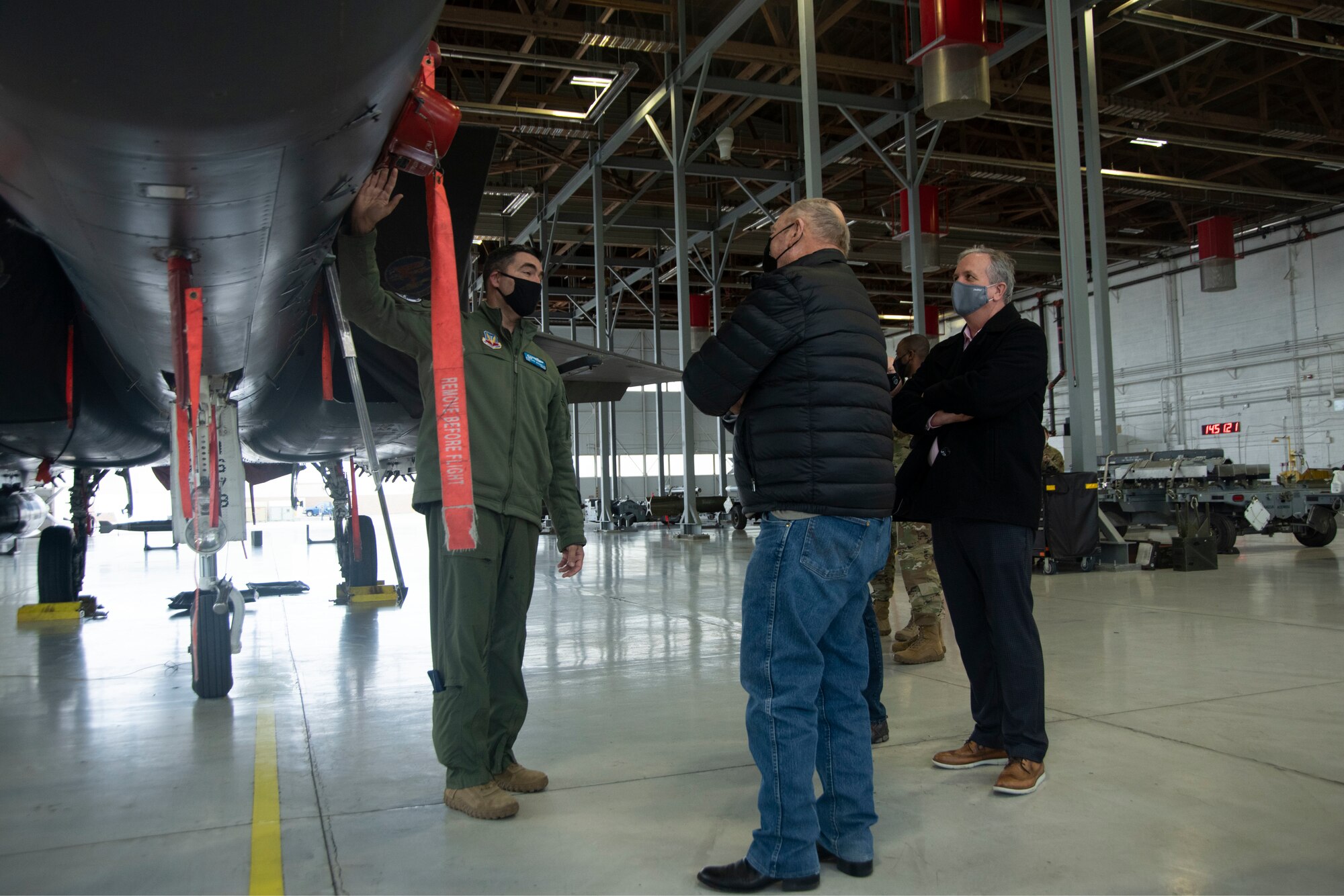 Col. Rick Goodman shows the Idaho State Representatives an F-15E Strike Eagle.