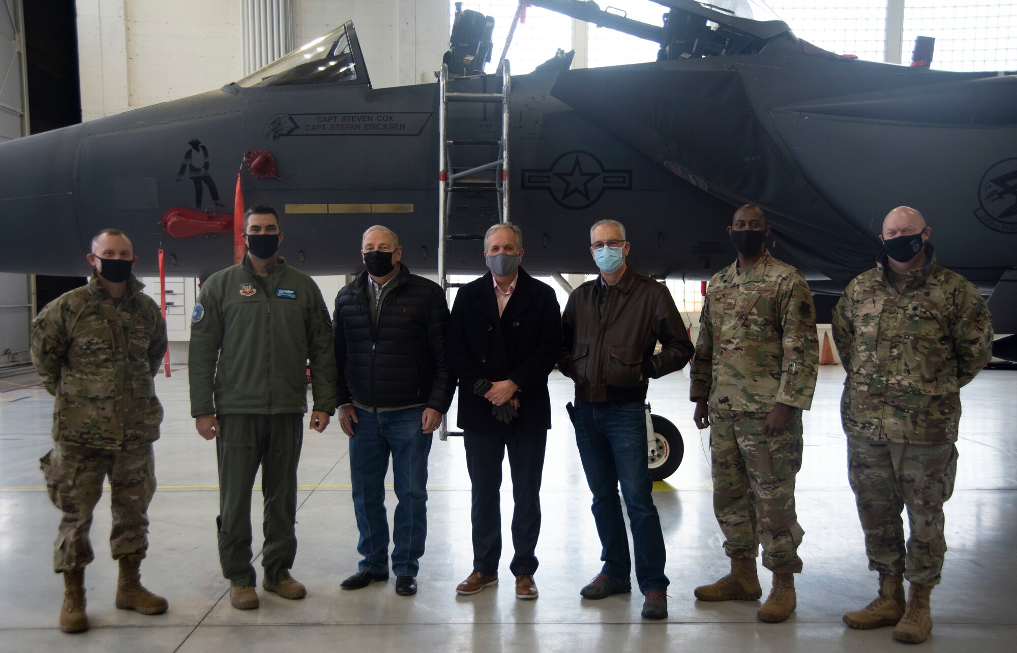 Idaho State Representatives pose for a photo with the 366th Fighter Wing leaders.