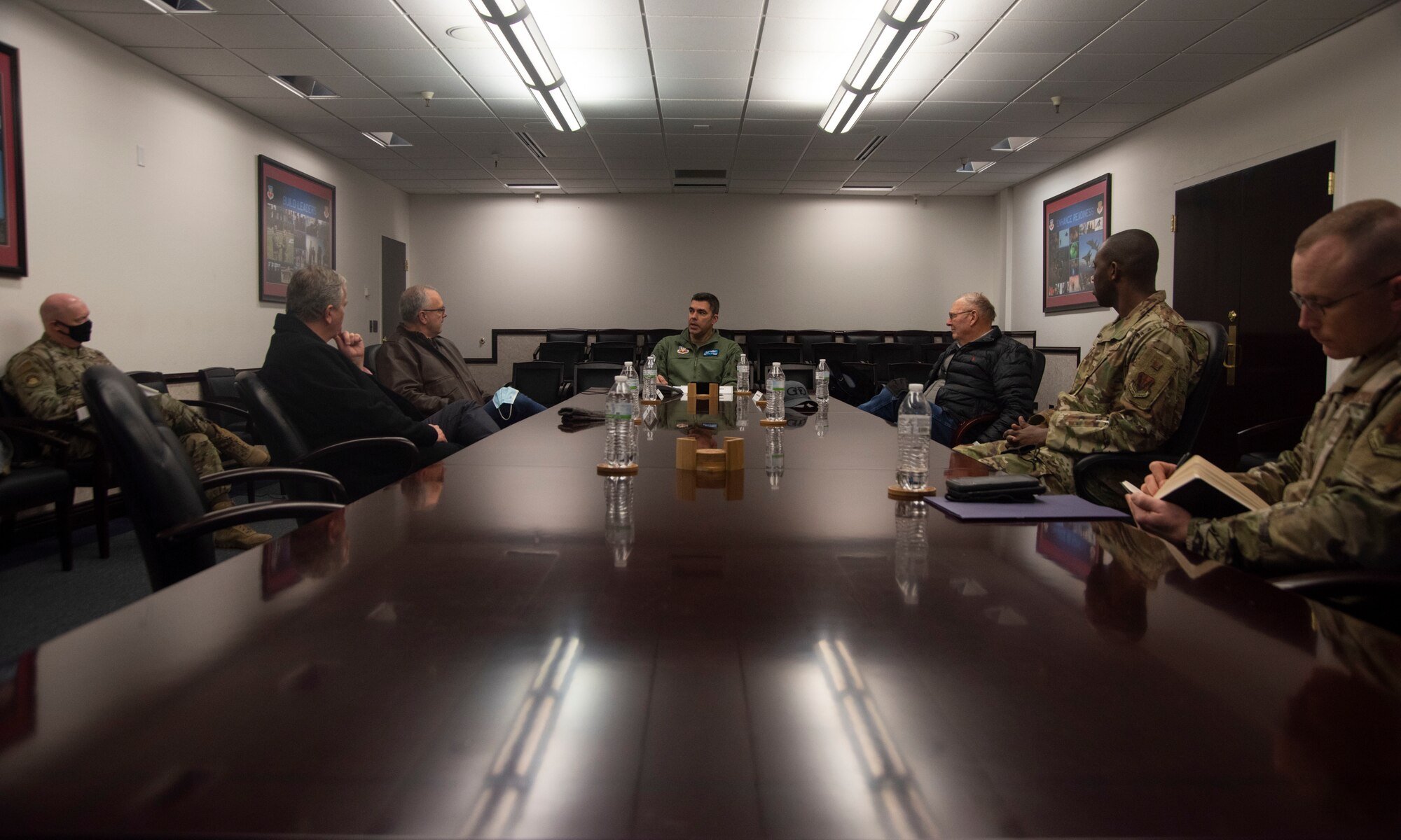 Idaho State Representatives have a discussion with 366th Fighter Wing leaders.