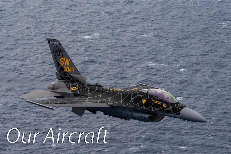 A picture of an F-16 Fighting Falcon flying over the ocean. 