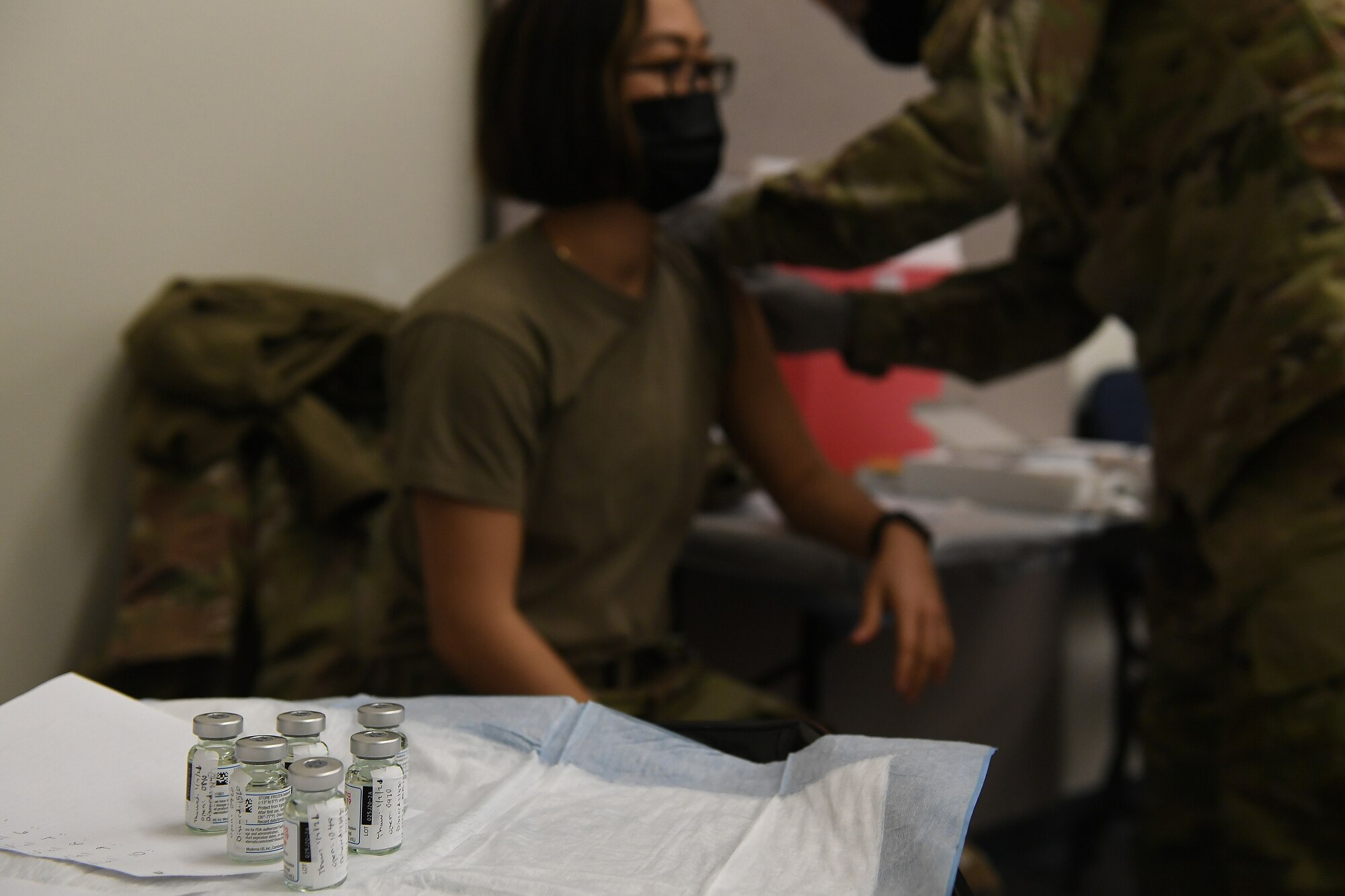 Airman receives a COVID-19 vaccine shot.