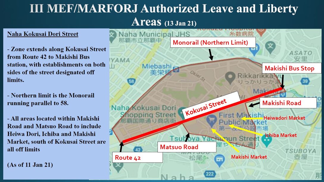 III MEF/MARFORJ Authorized Leave and Liberty Areas (13 Jan 21)