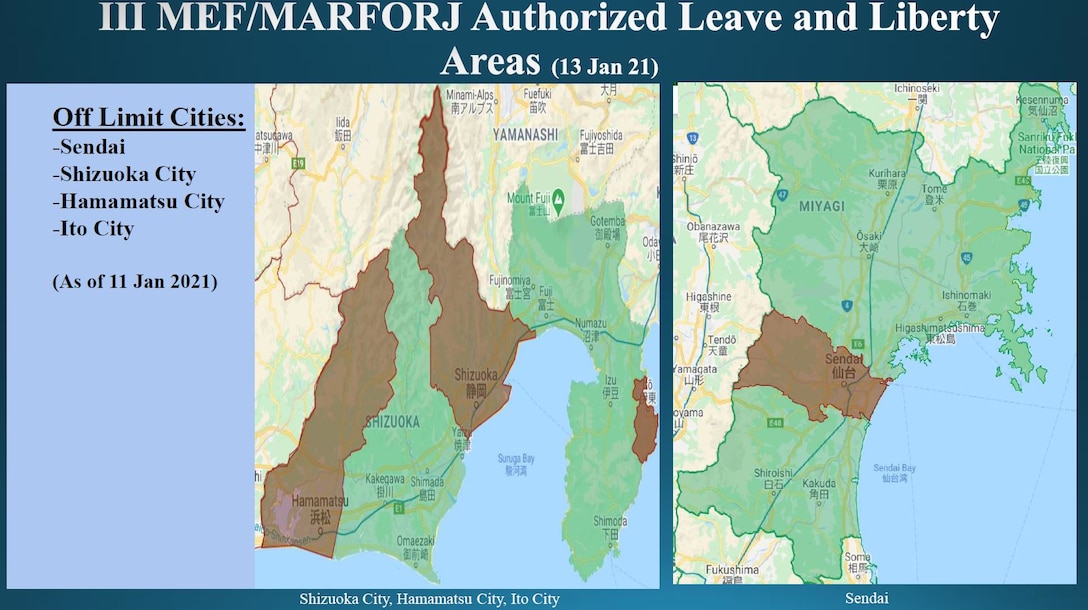 III MEF/MARFORJ Authorized Leave and Liberty Areas (13 Jan 21)