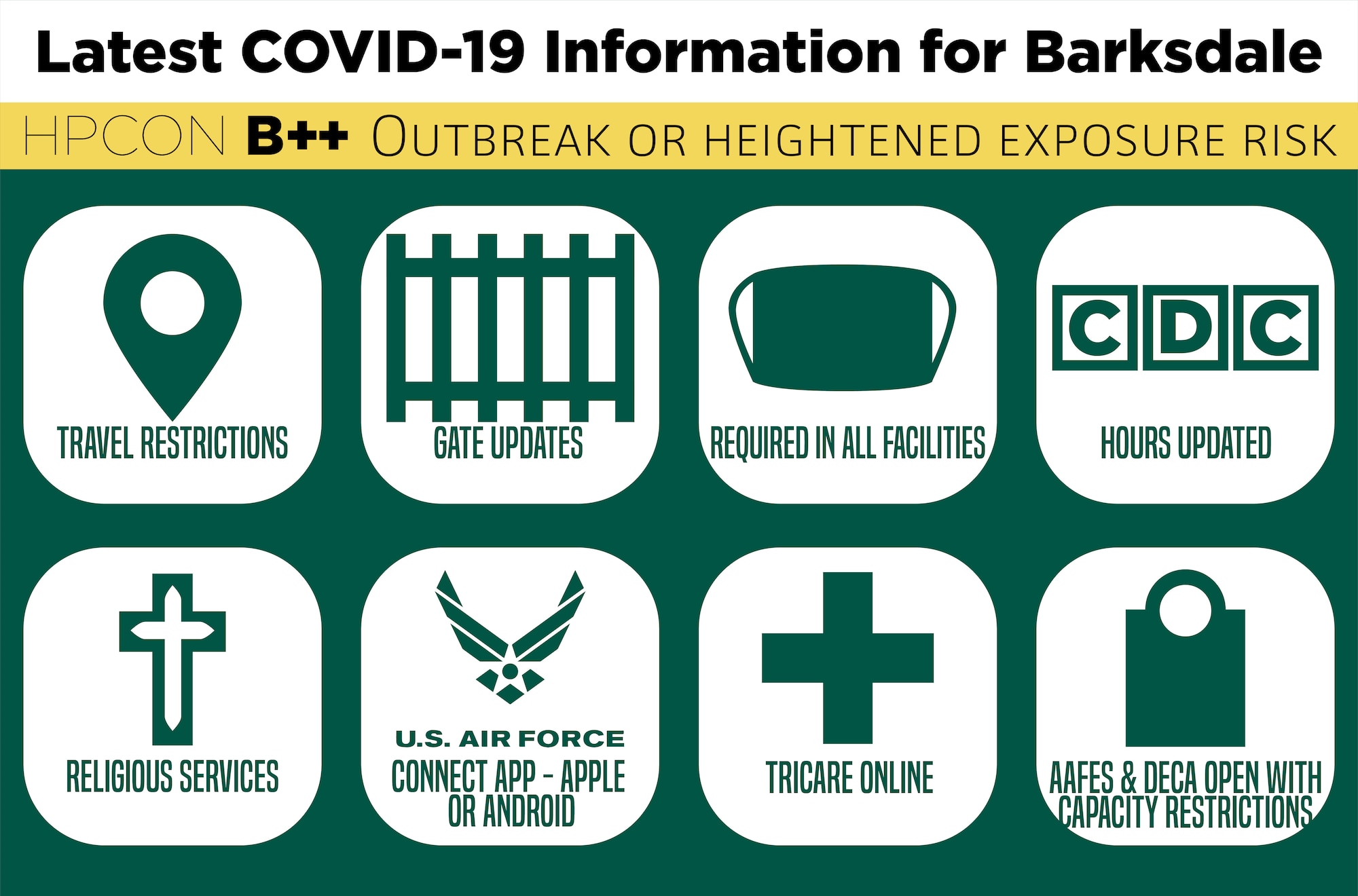 This graphic was created for use on the barksdale.af.mil COVID-19 front page.