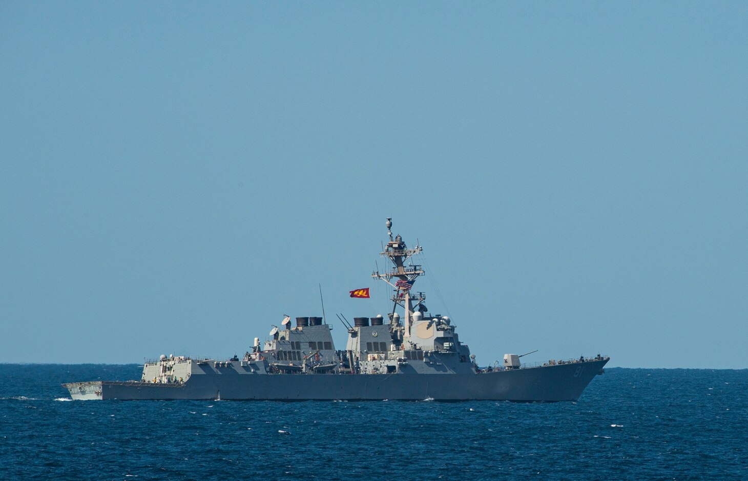 The guided-missile destroyer USS Winston S. Churchill (DDG 81) steams in the Arabian Sea.