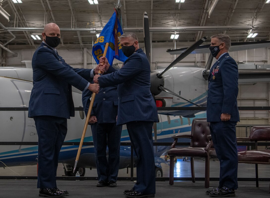 Lt. Col. Bret Murrell assumes command of the 859th Special operations Squadron from Lt. Col. Brendon Bartholomew at Duke Field, Florida on January 9, 2020.