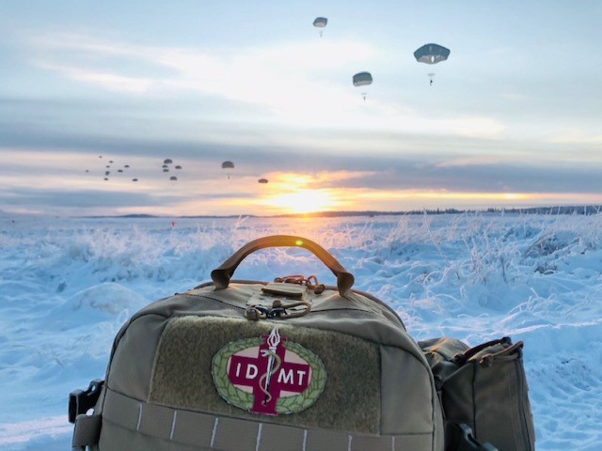 An independent duty medical technician’s medical kit is readily available on the Malamute Drop Zone, Dec. 4, 2020 at Joint Base Elmendorf-Richardson, Alaska. IDMTs work as an extension of physicians and treat various minor injuries for pilots and other personnel.