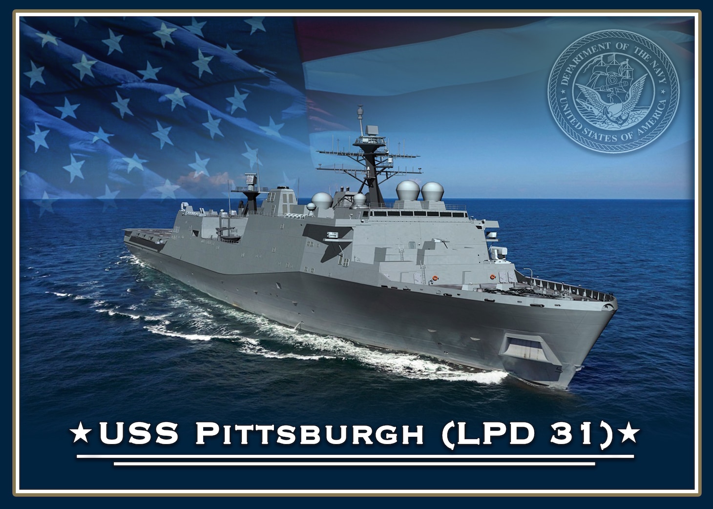 The future San Antonio-class amphibious transport dock ship USS Pittsburgh (LPD 31).