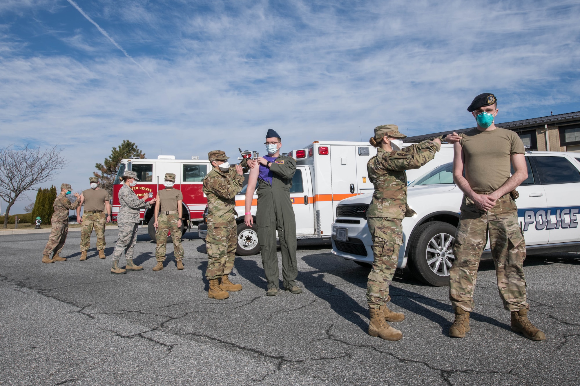 Airmen from across Team Dover started receiving their COVID-19 vaccine Jan. 15, 2021, at Dover Air Force Base, Delaware. The safe vaccine is being distributed to the installation in accordance with Department of Defense guidance. (U.S. Air Force photo by Mauricio Campino)