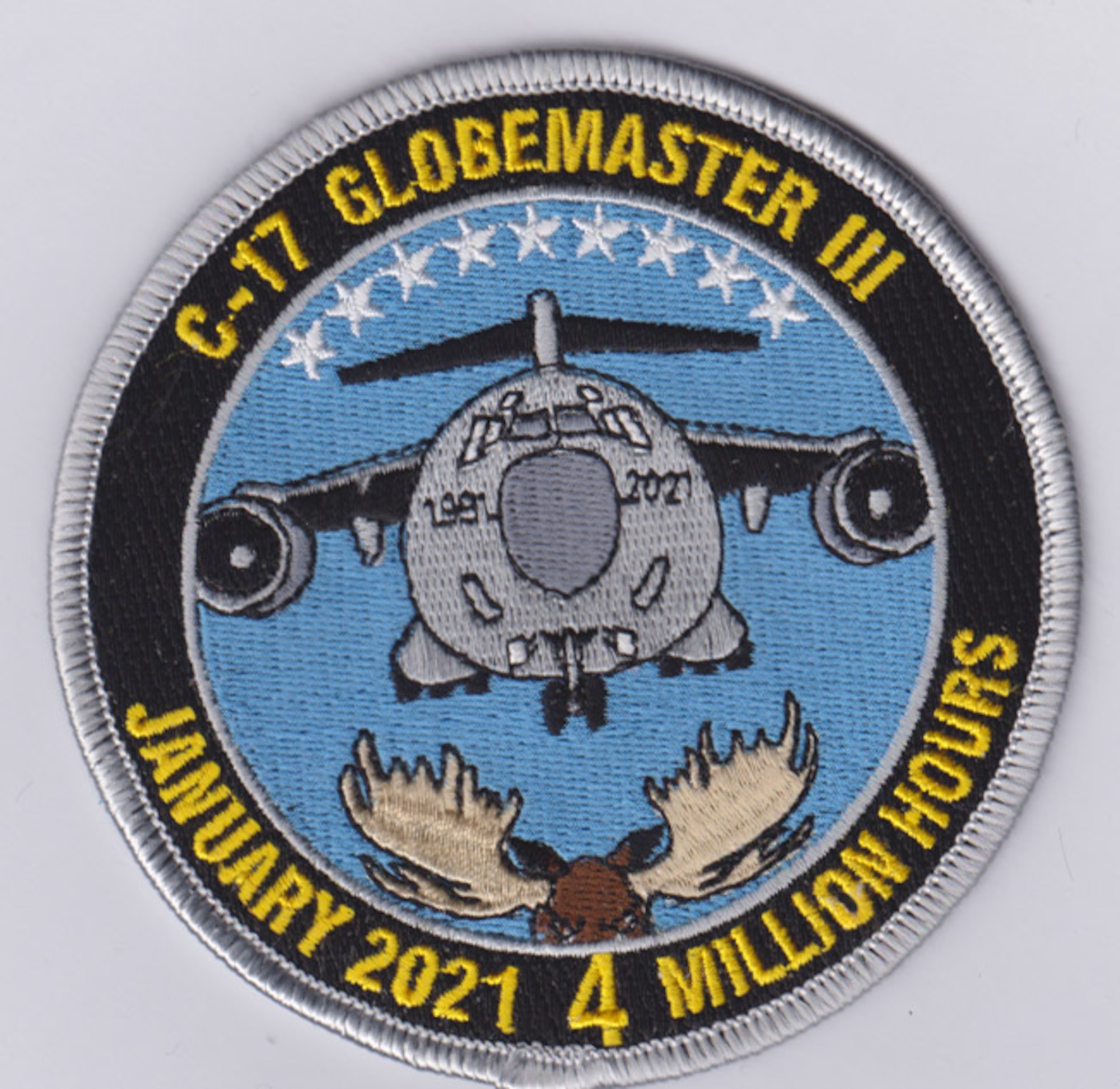 Kevin Torres, a section chief and avionics engineer in the C-17 Program Office, created a patch to commemorate the four million flight hour mark reached by the C-17 fleet in January of 2021. (Courtesy photo)