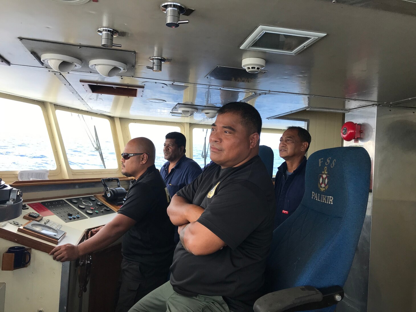 PACIFIC OCEAN (Jan. 9, 2020) – The Arleigh Burke-class guided-missile destroyer USS Russell (DDG 59) conducts a cooperative deployment with the Federated States of Micronesia (FSM) National Police Maritime Surveillance Division Patrol Boats FSS Palikir and FSS Micronesia in Pohnpei State, FSM, reinforcing US commitment to the safety and security of the Federated States of Micronesia. Russell, part of the Theodore Roosevelt Carrier Strike Group, is on a scheduled deployment to the 7th Fleet area of operations. As the U.S. Navy's largest forward deployed fleet, with its approximate 50-70 ships and submarines, 140 aircraft, and 20,000 Sailors in the area of operations at any given time, 7th Fleet conducts forward-deployed naval operations in support of U.S. national interests throughout a free and open Indo-Pacific area of operations to foster maritime security, promote stability, and prevent conflict alongside 35 other maritime nations and partners. (Courtesy photo by U.S. Defense Attache Office, Kolonia, FSM)