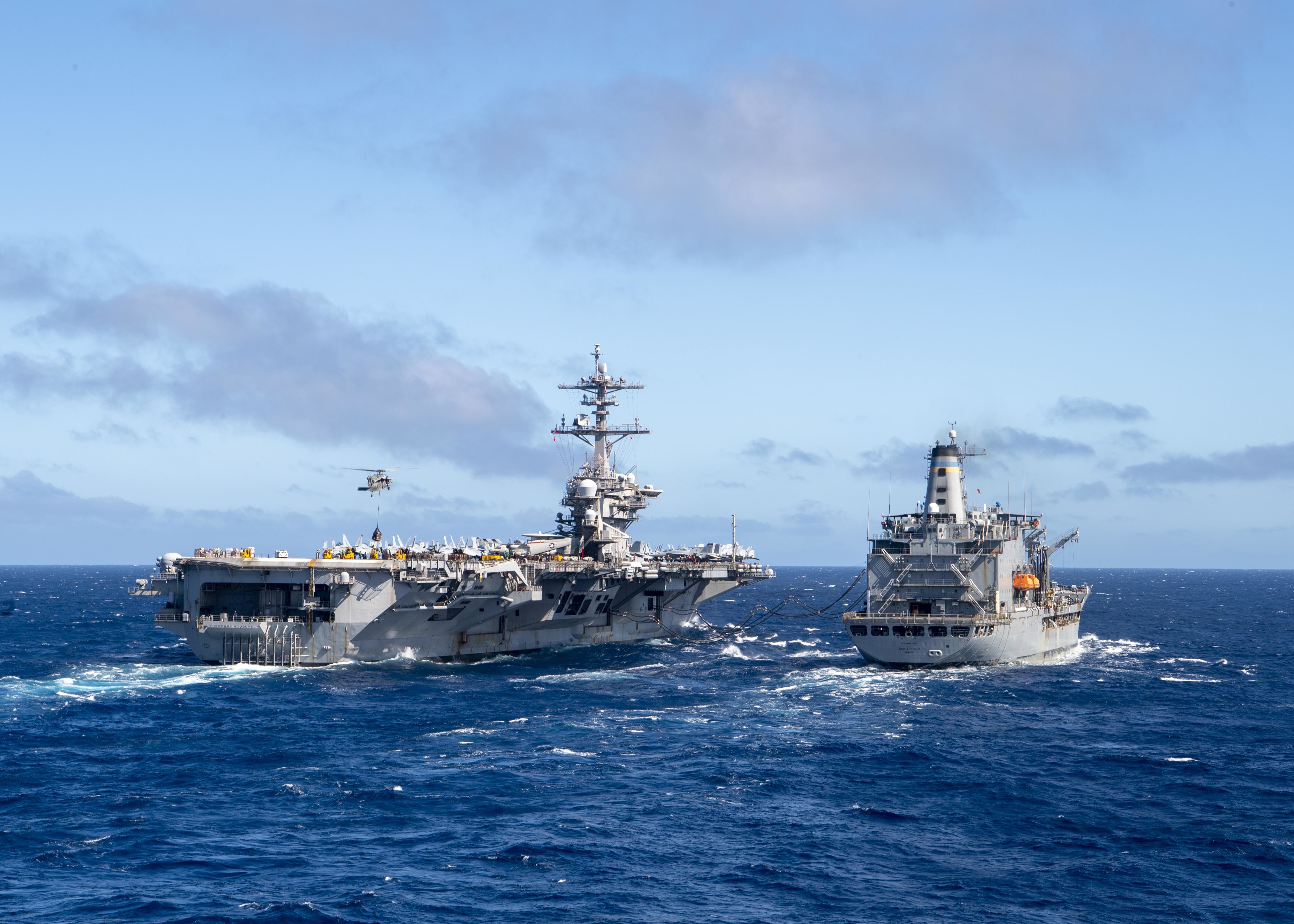 USS Theodore Roosevelt (CVN 71) is underway in the Pacific Ocean.