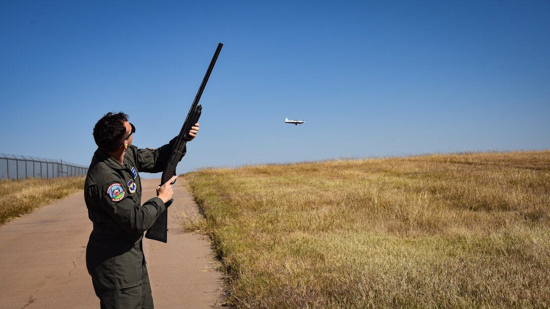 2nd Lt. Joshua Patton monitors the skies over the Sheppard Air Force Base