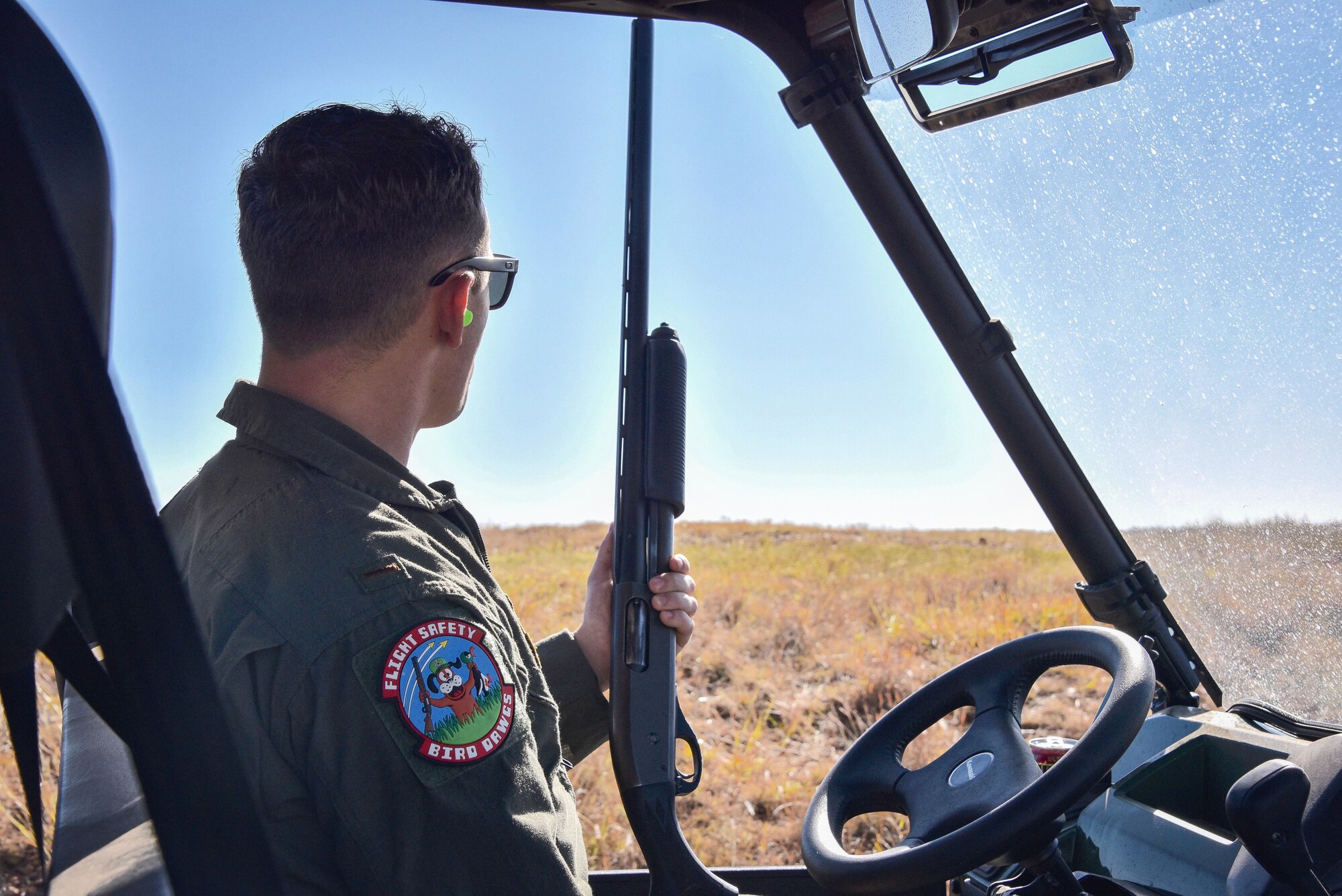 2nd Lt. Joshua Patton monitors the skies over the Sheppard Air Force Base