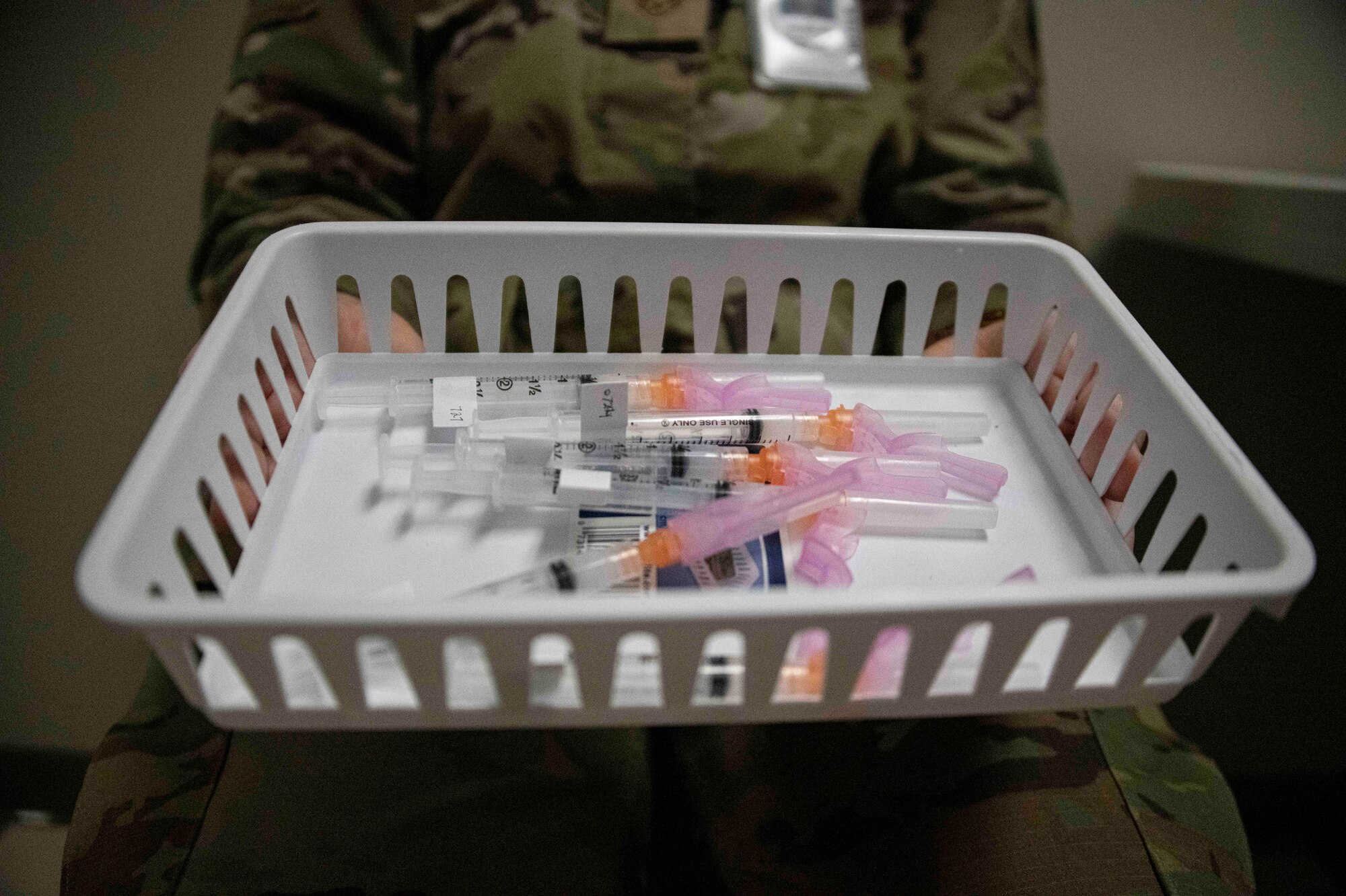 Vaccines in a tray