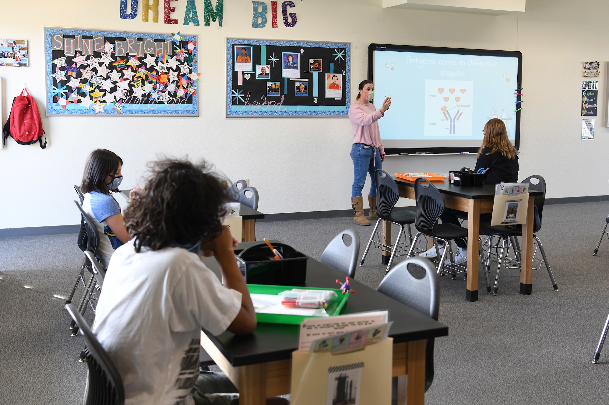 Students learn about viruses and antibodies during the Disease Ecology and Viruses STARBASE Vandenberg class Jan. 13, 2021, at Vandenberg Air Force Base, Calif.