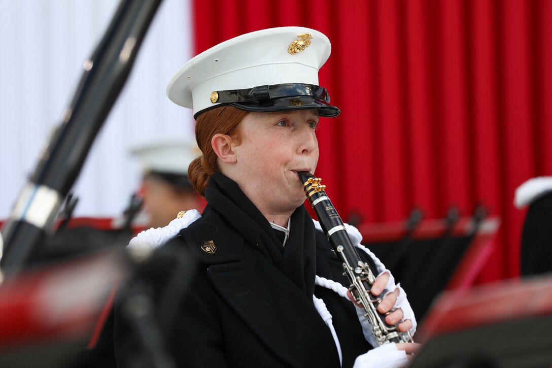 Clarinetist Staff Sgt. Kristin Bowers performs with the Marine Band during the 2021 Inaugural Ceremony for President Joe Biden.

(U.S. Marine Corps photo by Staff Sgt. Chase Baran/released)