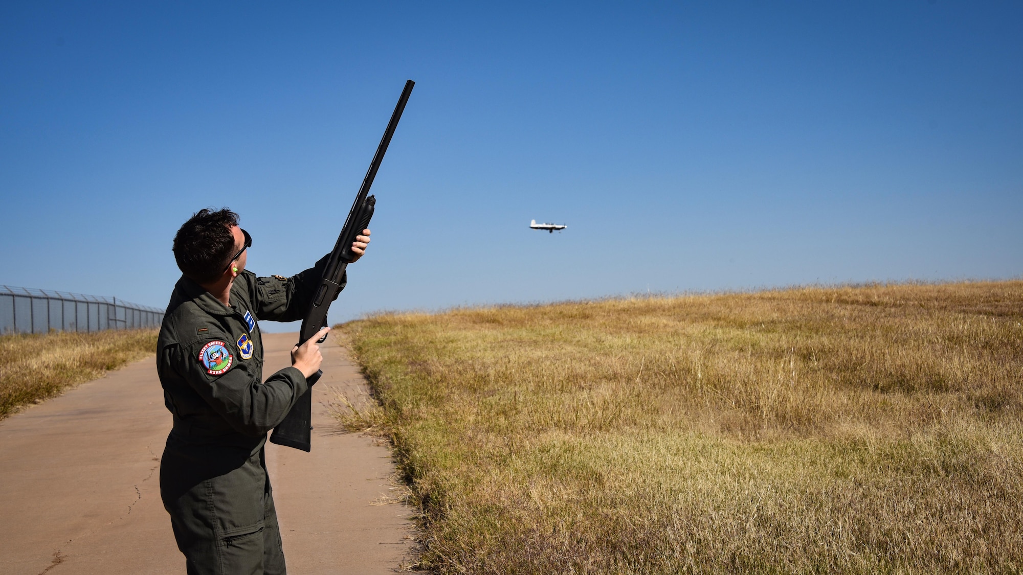 2nd Lt. Joshua Patton monitors the skies over the Sheppard Air Force Base